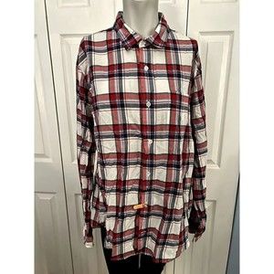 Relwen Plaid Blue Red Men's Button Up Shirt Extra Large XL